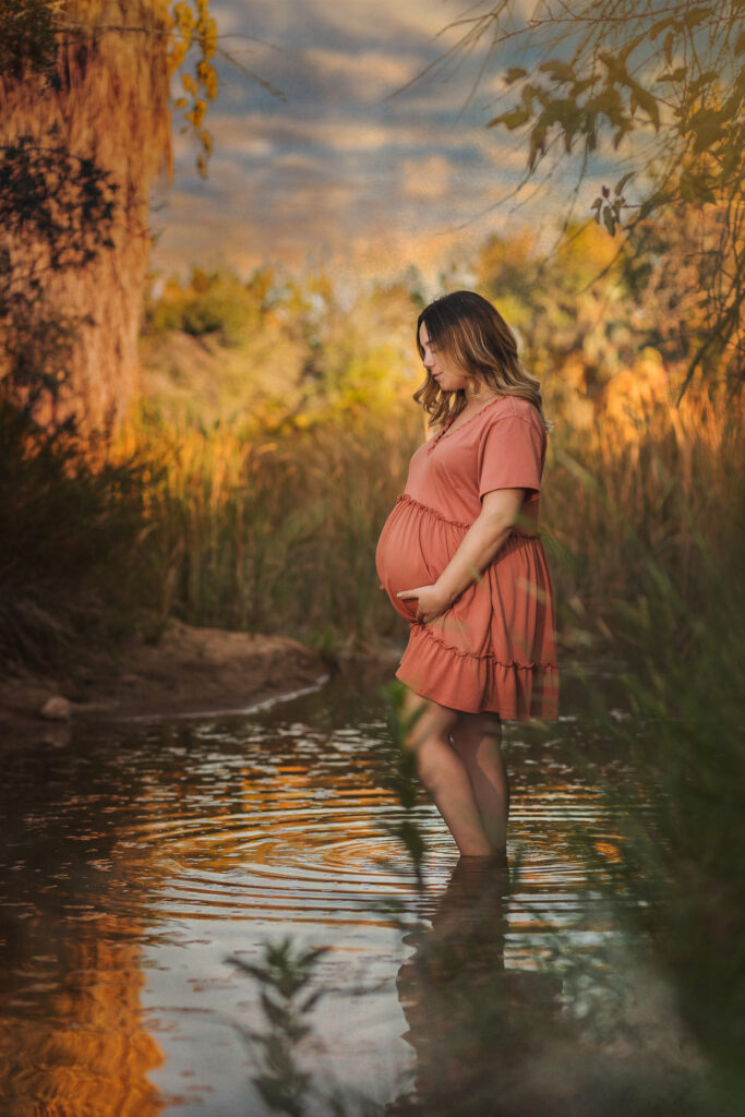 Golden hour maternity portrait